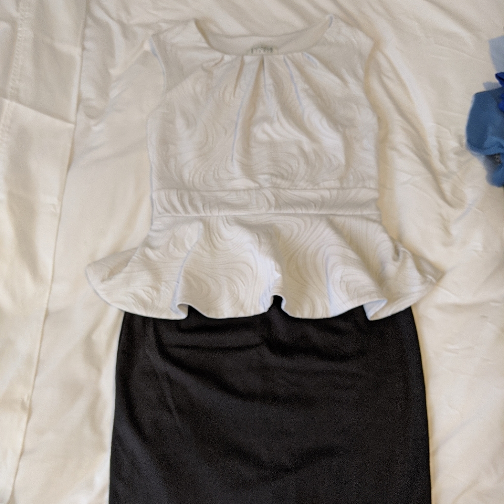 White & Black Peplum Dress